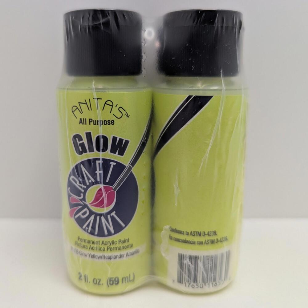 Anitas Acrylic Paint 2oz 4 Pack All Purpose Craft Paint - Glow Yellow 11653